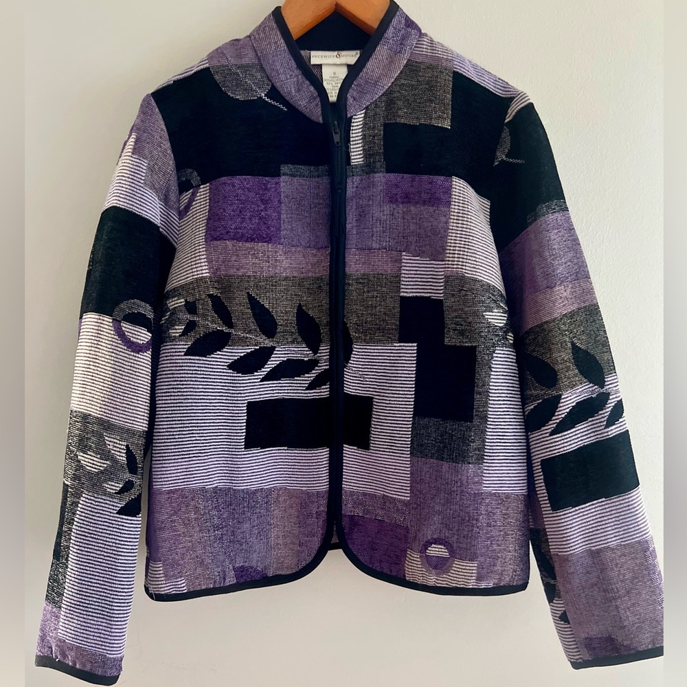 Purple and Black Blazer with Geometric Features Size S